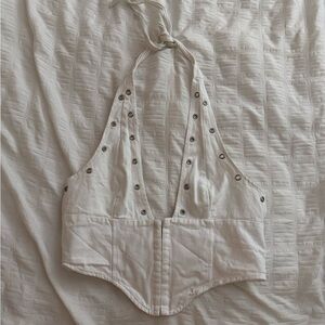 3 for $20⭐️ White Halter Corset Top with Stud Details